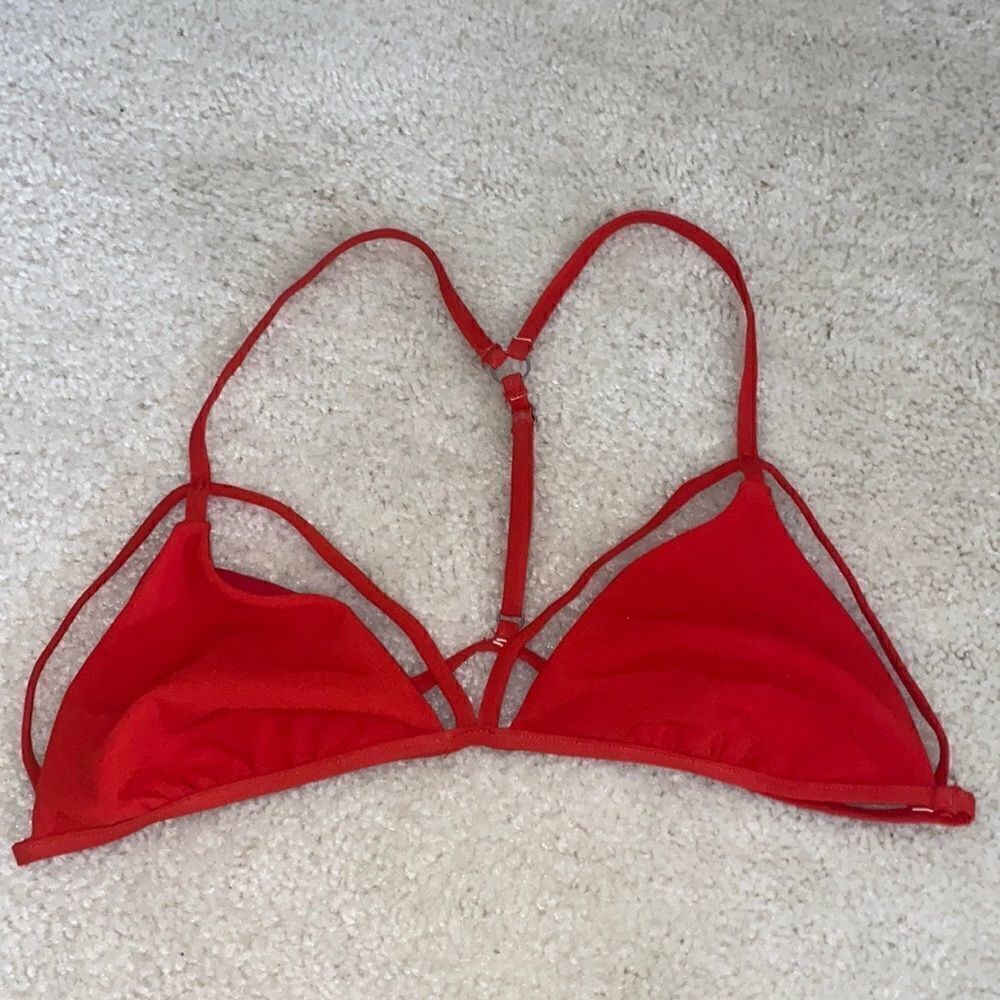 Blue Life Triangle Bikini Top Red Adjustable T-Strap - Picture 3 of 8